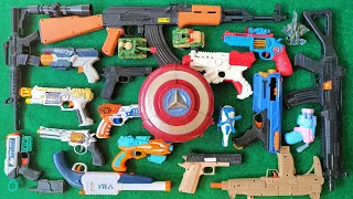 Collecting 7 Sniper Rifles And AK 47 Captain America NERF Gun Glock Pistol Machine Gun Revolver M16