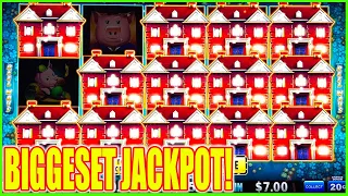 Mansions Feature! My BIGGEST JACKPOT Win Ever Playing Huff N’ More Puff Slot Machine