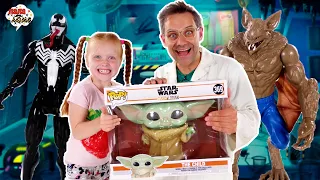 ДОКТОР ЗЛЮ И САША: РАСПАКОВКА БЕЙБИ ЙОДА FUNKO POP - АТАКА ВЕНОМА И МЭН БЭТА!