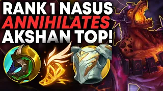 Rank 1 Nasus Annihilates Akshan Toplane! How to Beat Ranged Toplaners| Carnarius | League of Legends