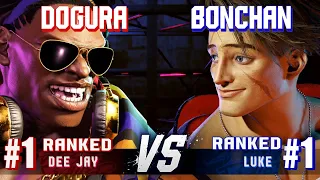 SF6 ▰ DOGURA (#1 Ranked Dee Jay) vs BONCHAN (#1 Ranked Luke) ▰ High Level Gameplay