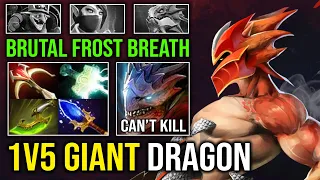 1v5 GIANT DRAGON Brutal Frost Breath 100% Machine Gun Max Attack Speed Dragon Knight Dota 2