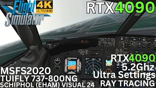 [MSFS RTX 4090] Spectacular Visual Approach Landing Into Schiphol (EHAM) 737-800[Ultra Settings] 4K