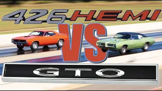 1970 Plymouth HEMI Cuda vs 1969 Pontiac GTO Ram Air IV | PURE STOCK DRAG RACE