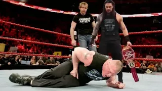 Roman Reigns and Dean Ambrose attack Brock Lesnar on Raw 2 April 2018 Monday Night Raw