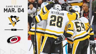 GAME RECAP: Penguins vs. Hurricanes (03.04.22) | Crosby and Guentzel Score