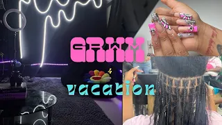 GRWM 4 VACATION  💕 NAILS+LASHES+BOHEMIAN KNOTLESS BRAIDS