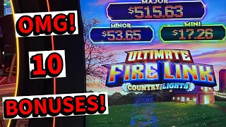 HOT HOT SLOT! 10 Bonuses on Ultimate Fire Link Slot #slots #games #casino #gaming #win #fun #jackpot