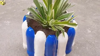 How To Make Cement Pots Easily From Plastic Bottles At Home For You || GG Cement DIY