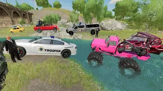 Police chase Monster Truck after huge crash | Farming Simulator 22