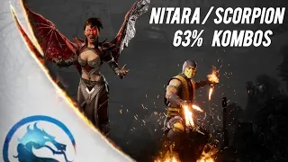 Nitara/Scorpion 63% (4K 60FPS) Combo Video (KAMEO KOMBOS) - MK1