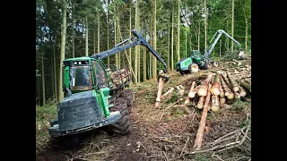 🌲4K| John Deere 1470G & 1110E im Käferholz • Harvester & Forwarder Action • Forst Zobel • DroneView🌲