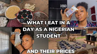 What I eat in a day as a Nigerian student and their prices: rice & stew,groundnut,snacks,corn,pear