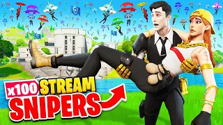 We TRY TO SURVIVE vs 100 Stream Snipers at THE AGENCY! (Fortnite)