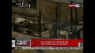 QRT: 150 pamilya, nawalan ng tirahan sa sunog; 30 bahay, apektado