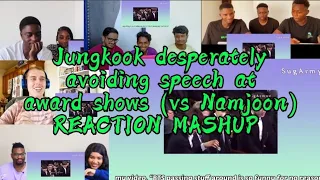 Jungkook desperately avoiding speeches at award shows (vs Namjoon) || REACTION MASHUP