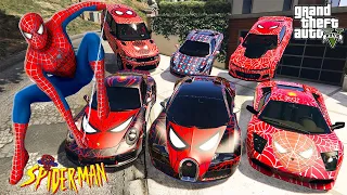 GTA 5 ✪ Stealing SPIDERMAN cars with Franklin ✪ (Real Life Cars #123)