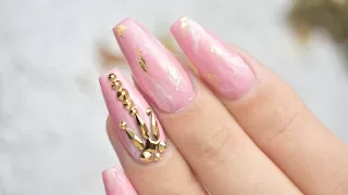 Pink Marble & Gold Crystals | Red Iguana | April Ryan