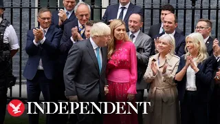 Boris and Carrie Johnson leave Downing Street following farewell speech