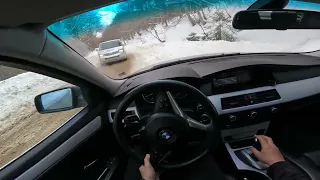 POV | BMW E60 RWD Sliding In The Snow