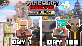 I Survived 100 DAYS as a VILLAGER in HARDCORE MINECRAFT... Here's what happened