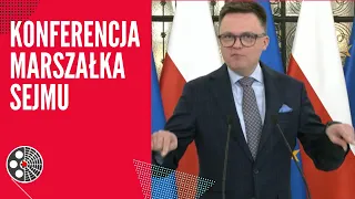Konferencja prasowa marszałka Sejmu Szymona Hołowni przed 4. posiedzeniem Izby