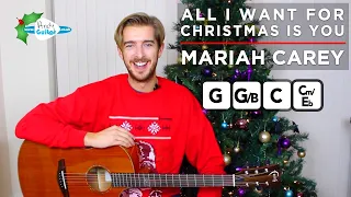 All I Want For Christmas Is You Guitar Tutorial - Easy Christmas Songs on Guitar (Mariah Carey)