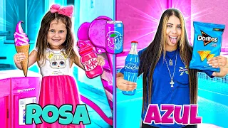 24 HORAS COMENDO COMIDAS ROSA VS AZUL COM MINHA IRMÃZINHA DE 2 ANOS!