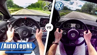 2018 VW Golf R vs 2018 Mercedes A45 AMG 0-250km/h ACCELERATION & TOP SPEED POV AUTOBAHN by AutoTopNL