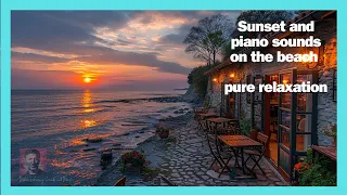 Sunset on the beach with soft piano music and ocean waves |relaxing atmosphere🏖️🎵