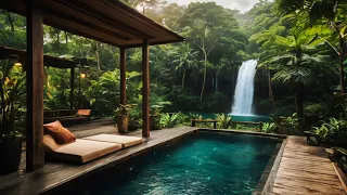 [4K] Jungle Paradise: Relaxing by the Waterfall & Pool in the Heart of the Forest | 3 Hour Video