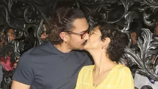 Aamir Khan KISSING Wife Kiran Rao In Front Of Media At Birthday Party 2018 At House In Bandra