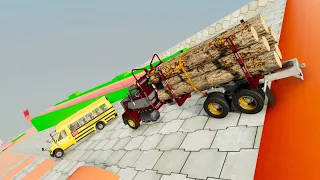 Heavy Vehicle Epic Descent With Bumps & Ramps Insane Testing - BeamNG.drive Crazy Downhill Descent