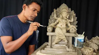 Mitti ke ganeshji murti making with singhasan | clay art idols