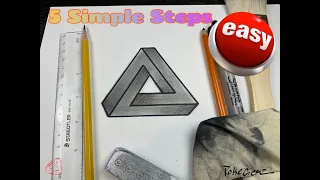 5 Simple Steps to draw the Impossible Triangle - Simple Art Tutorial