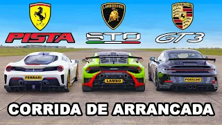 Lamborghini STO vs Ferrari Pista vs Porsche GT3: CORRIDA DE ARRANCADA