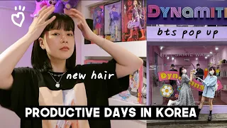 Productive Days in Korea: visit to BTS pop up store, new hair, cheap flower market & cooking | Q2HAN