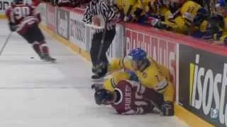 Niklas Kronwall Latest Hit (World Cup Sweden v Latvia) 2012-05-15 Different angles