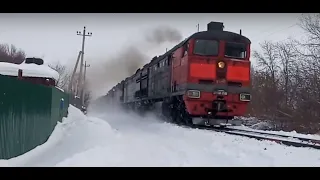 3ТЭ10М-0140+2ТЭ10У-426(А) с поездом на Ряжск