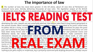 IELTS READING PASSAGE- THE IMPORTANCE OF LAW | REAL EXAM FROM PAST YEARS | IELTS READING TEST 2024