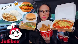 JOLLIBEE FEAST (Filipino Food) | MY FIRST TIME TRYING JOLLIBEE CAR MUKBANG! (2022) 🍗 🍔 🍝