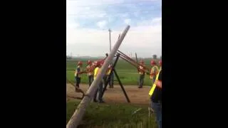Setting poles by hand