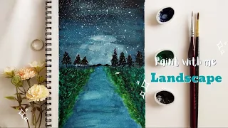 💙Moon Gouache Painting | Time lapse | Paint w/ me using gouache 🖌 | JennArtistry