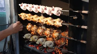 기름기 쏙 빼낸 참나무 숯불 통닭, 누룽지 통닭 / Oak Firewood Roasting Chicken / Korean street food