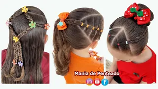 Penteados Fáceis com Elásticos para Meninas | Easy Hairstyles with Rubber Bands for Girls 💖🥰