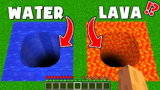 Which SECRET PIT TUNNEL CHOOSE in Minecraft ? WATER PIT VS LAVA PIT !