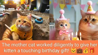 The mother cat worked diligently to give her kitten a touching birthday gift! 🐱💼💰🎁 #cat #cute #story