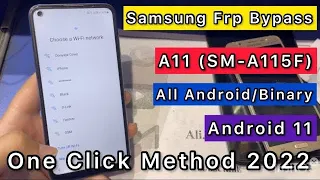 Samsung A115f U3 U4 U5 Frp Bypass Android 11|Samsung A11 Unlock Google Bypass/Alliance X Not Working