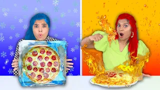 Extreme Fire Vs Ice Food Challenge | Hungry Birds