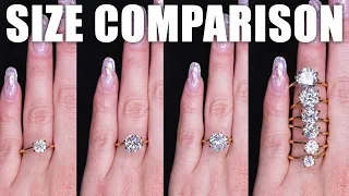 1 CARAT DIAMOND SIZE COMPARISON on FINGER & HAND w/ 1.5, 3, 2, 4, .5, .33 Ct ENGAGEMENT RINGS BUYING